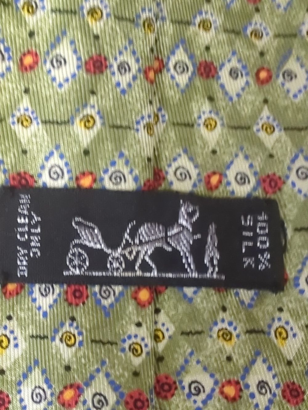 Hermes 100% Silk Tie - Olive Green